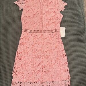 Main Strip Pink Lace Dress